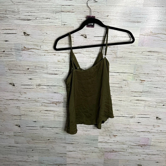 73. Wylder green  blouse tank top lace up size small - Picture 6 of 7